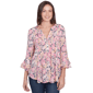 Women''s Garden Floral Ruffle Sleeve Henley Top - image 1