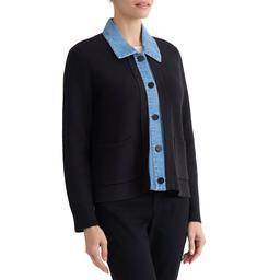 Womens Jones New York Long Sleeve Mixed Media Cardigan