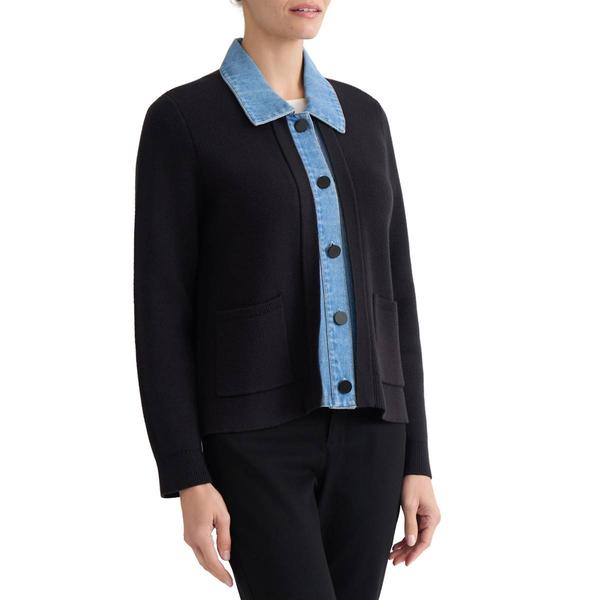 Petite Jones New York Long Sleeve Mixed Media Cardigan