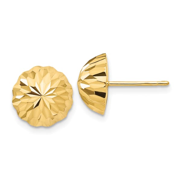 Gold Classics&#40;tm&#41; 14kt. Diamond Cut 10mm Domed Post Earrings - image 