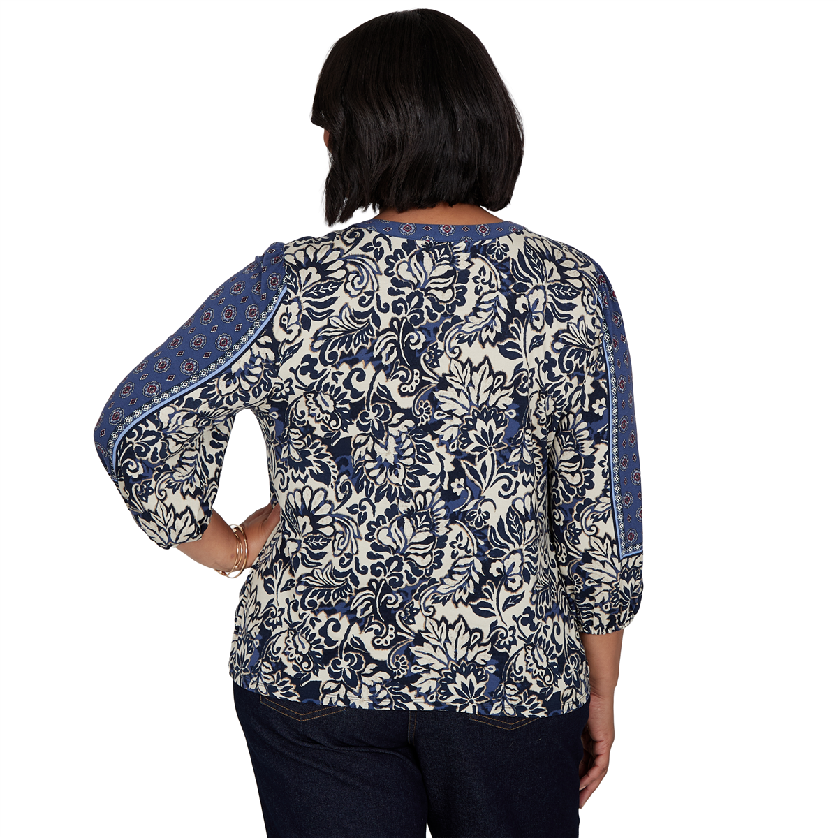 Plus Size Ruby Rd. English Countryside 3/4 Sleeve Foliage Blouse