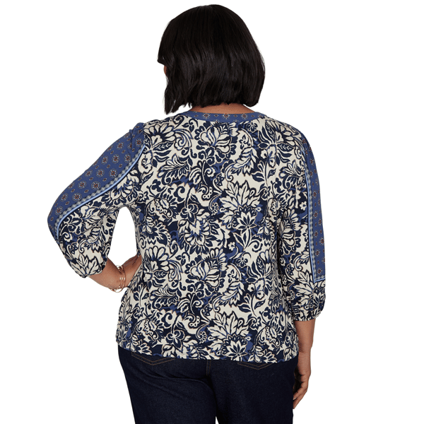 Plus Size Ruby Rd. English Countryside 3/4 Sleeve Foliage Blouse