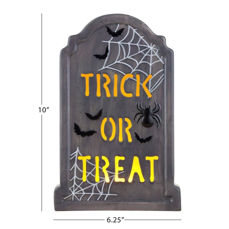 Mr. Halloween Ceramic LED Tombstone - Trick or Treat