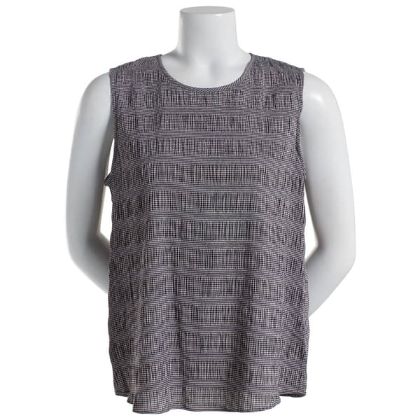 Womens Zac & Rachel Sleeveless Tiny Gingham Textured Knit Blouse - image 