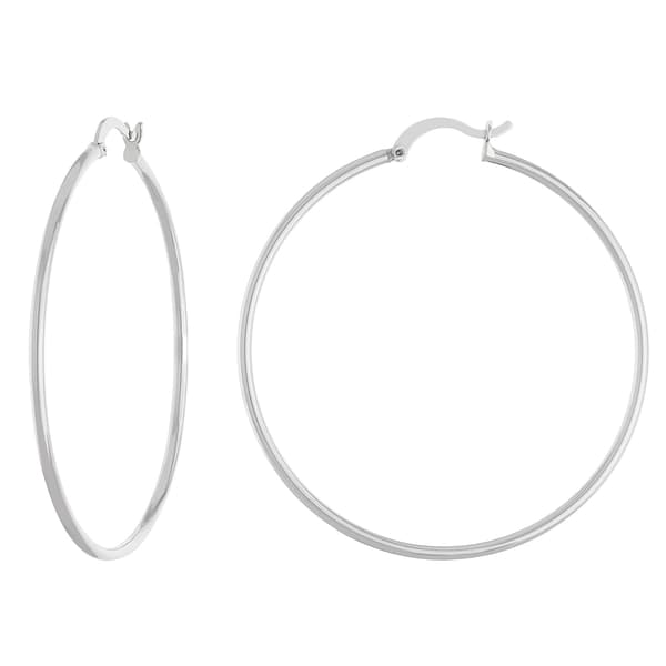 Fine Silver Plated 54mm High Polished Hoop Earrings - image 