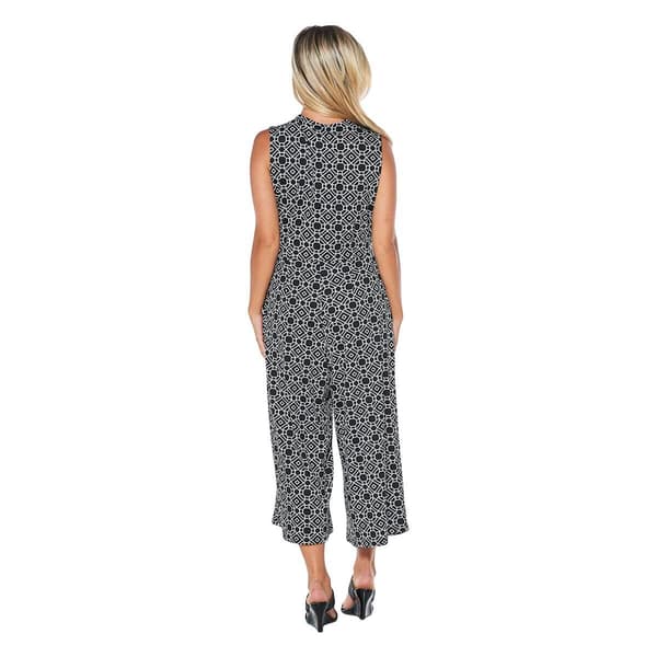 Womens Nina Leonard Sleeveless Geometric Surplice Crop Jumpsuit