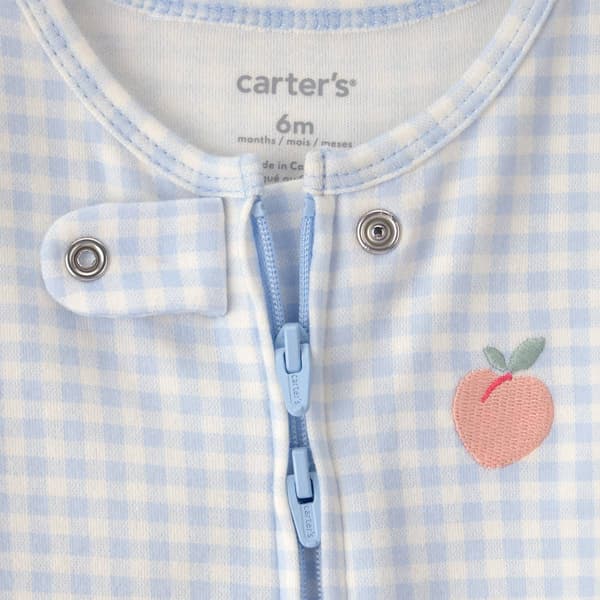 Baby Girl (NB-9M) Carter''s® Peach Gingham 2 Way Zip Pajamas