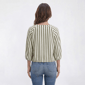 Womens Cure 3/4 Roll Tab Stripe Split Neck Henley Blouse - image 2