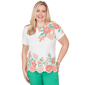 Petites Alfred Dunner Resort Living Floral Scallop Border Tee - image 1