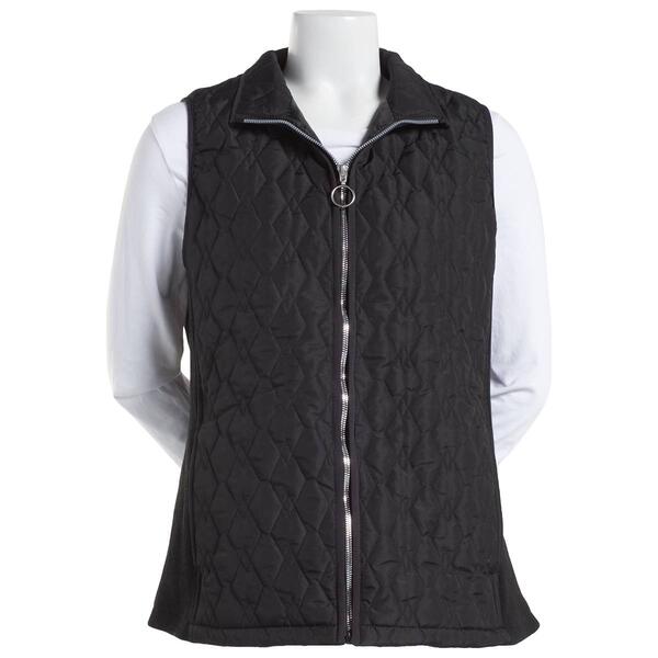 Womens Architect&#40;R&#41; Full Zip Basic Quilted Vest w/Rib Side Panel - image 