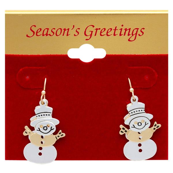 Two-Tone Snowman Fishhook  Earrings