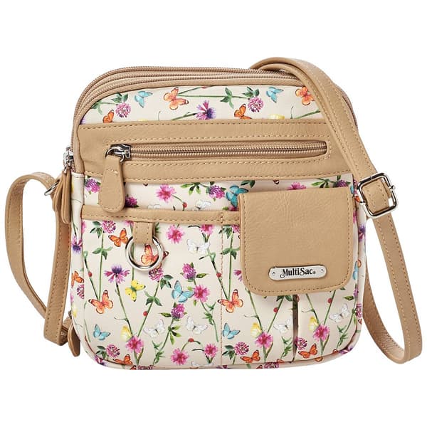 MultiSac North South Zip Around Floral and Butterflies Crossbody