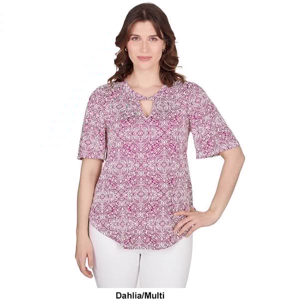 Petite Ruby Rd. Global Luxe Knit Medallion Puff Print Knit Top
