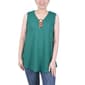 Womens NY Collection Sleeveless Knit Ring Split Neck Tank Top - image 1
