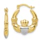 Gold Classics(tm) 10kt. &amp; Rhodium Claddagh Hollow Hoop Earrings - image 1