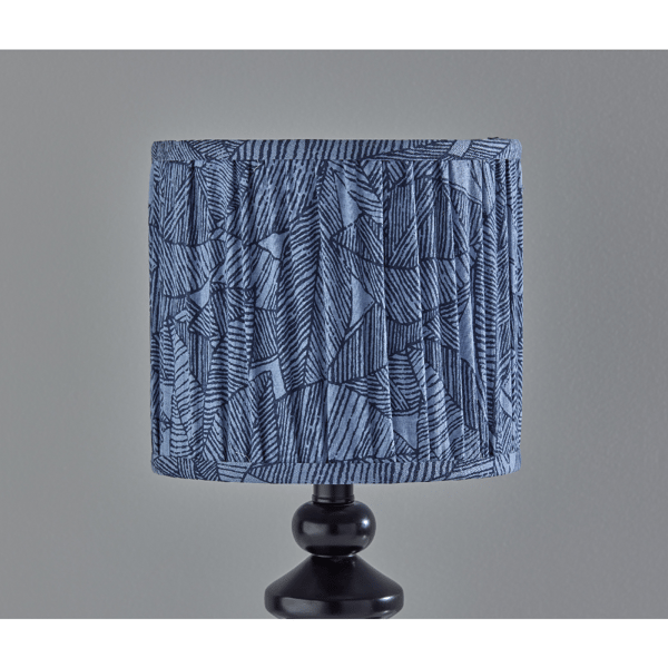 Adesso Samira Table Lamp with Soft Pleated Blue Fabric Shade