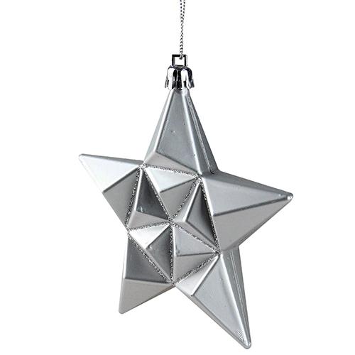 DAK 12ct. Silver Splendor Shatterproof Star Christmas Ornaments