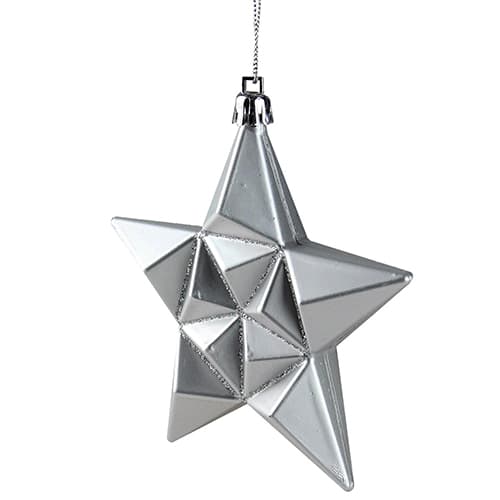 DAK 12ct. Silver Splendor Shatterproof Star Christmas Ornaments