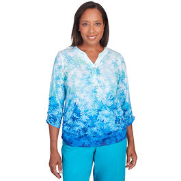 Womens Alfred Dunner Tradewinds Ombre Leaves Top