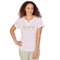 Petite Hearts of Palm Bloom Service Tropical Stripe Blouse - image 1