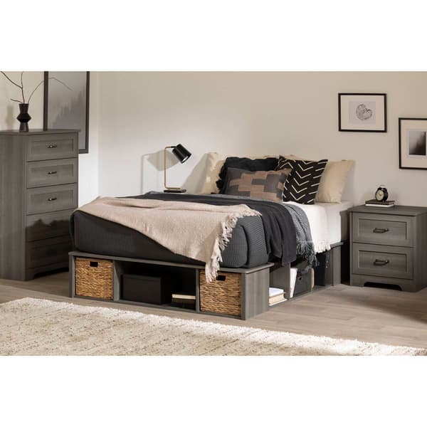 South Shore Prairie Full Storage Bed w/Baskets Gray Maple