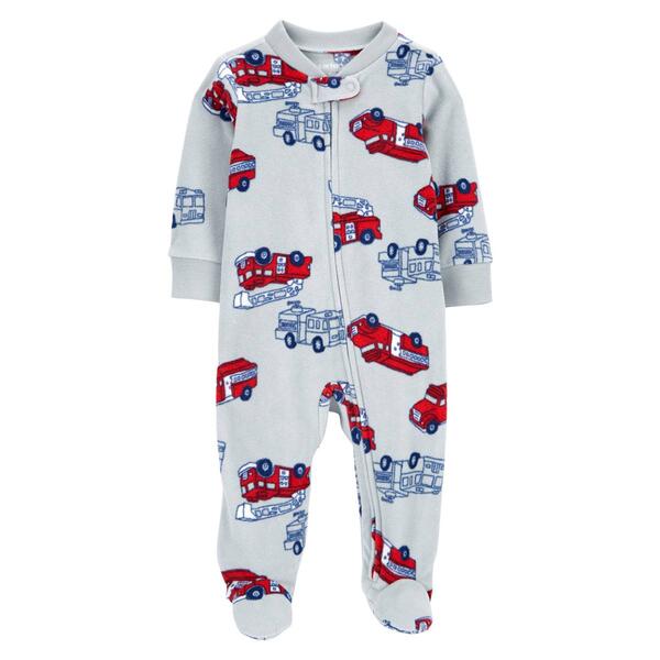 Baby Boy &#40;NB-9M&#41; Carters&#40;R&#41; Firetruck Two Way Zip Fleece Sleeper - image 