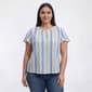 Plus Size Preswick & Moore(R) Short Flutter Sleeve Stripe Blouse - image 1