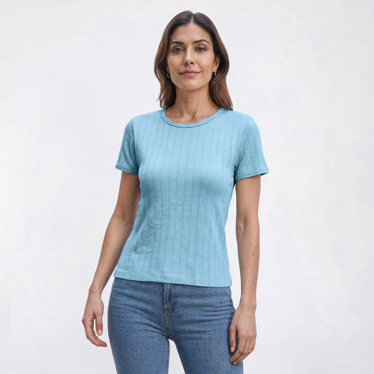 Womens Architect® Short Sleeve Drop Needle Pointelle Tee