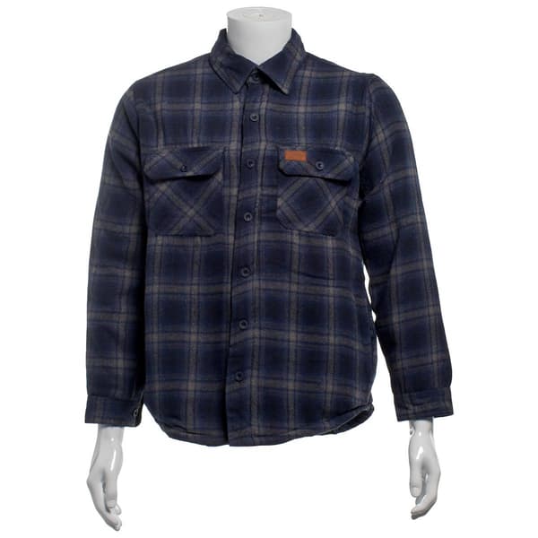 Mens Mountain Ridge Flannel Shirt Jacket - Blue/Grey