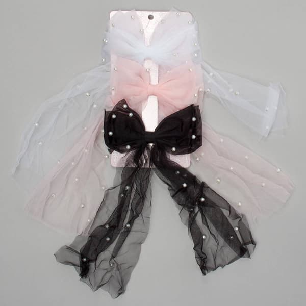 Girls Capelli(R) New York 3pk. Mix Tulle Bows w/ Pearls - image 