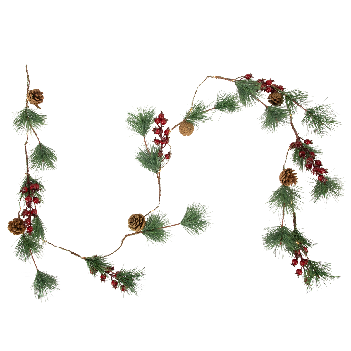 Northlight 6.5ft. Pre-Lit LED Pine & Berry Christmas Garland