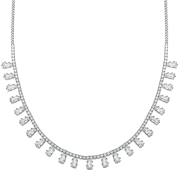 Splendere Sterling Silver Cubic Zirconia Baguette Bib Necklace - image 