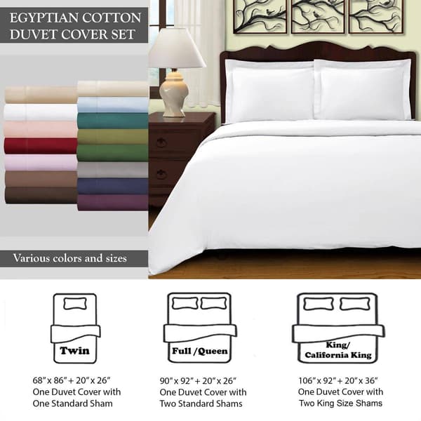 Superior 400 Thread Count Solid Egyptian Cotton Duvet Cover Set