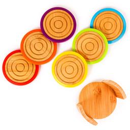 BergHOFF 6pc. Bamboo Colored Rim Round Coasters