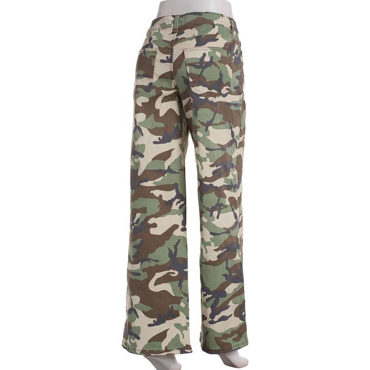 Juniors Madden Girl 90''s Wide Leg Twill Camo Pants