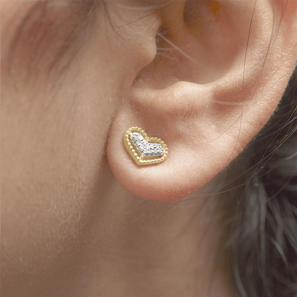 Haus of Brilliance 1/10ctw. Diamond Heart Gold Halo Stud Earrings