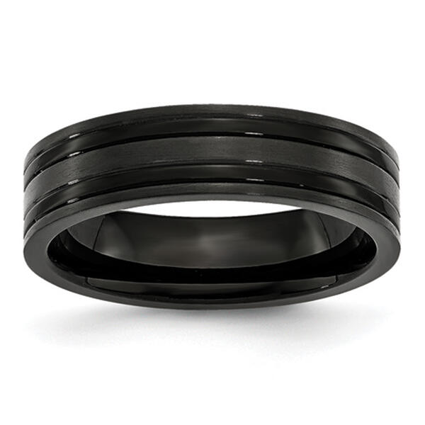 Mens Endless Affection(tm) 6mm Black IP-Plated Band - image 