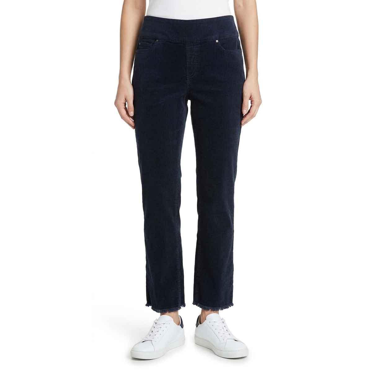 Womens Multiples Mid Rise Corduroy Ankle Fray Hem Jeans
