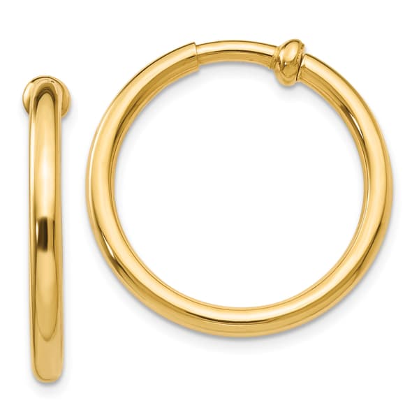 Gold Classics&#40;tm&#41; 14k Gold 20x2.5mm Non-Pierced Hoop Earrings - image 