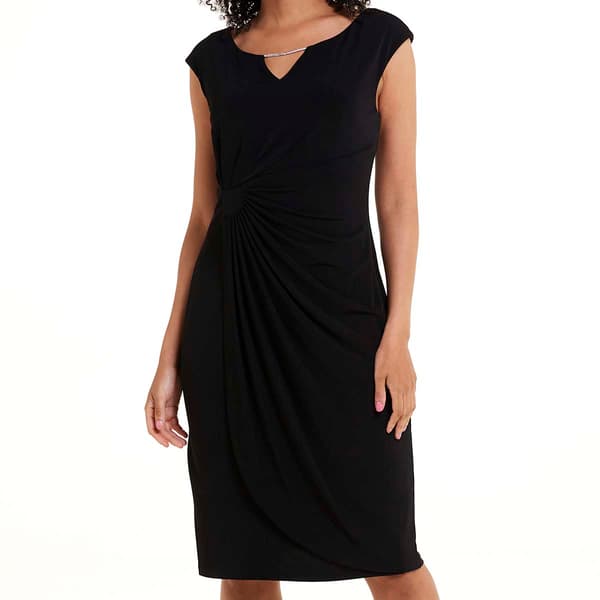 Womens Connected Apparel Sleeveless Rhinestone Neck Sheath Dress