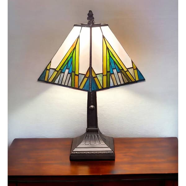 HomeRoots 15in. Stained Glass Candlestick Table Lamp