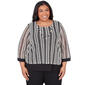 Plus Size Alfred Dunner Opposites Attract Stripe w/Woven Trim Top - image 1