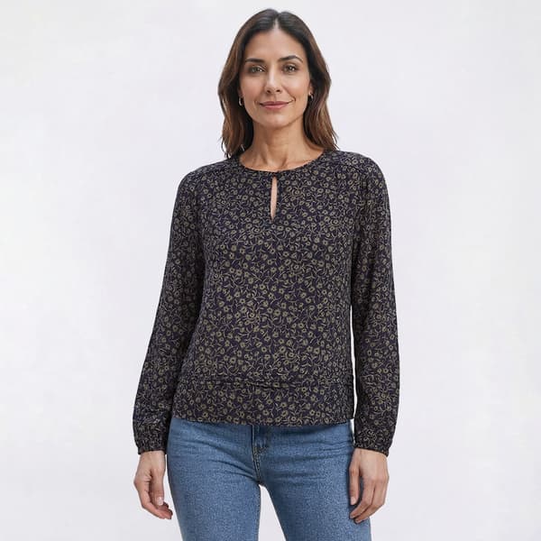 Womens Architect(R) Long Sleeve Ditsy Floral Sunflower Blouse - image 