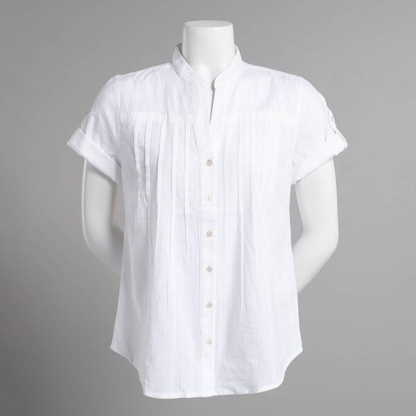 Womens Preswick &amp; Moore Solid Cotton Dobby Blouse - image 