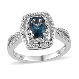 Gemstone Classics&#40;tm&#41; London Blue Topaz & White Zircon Ring