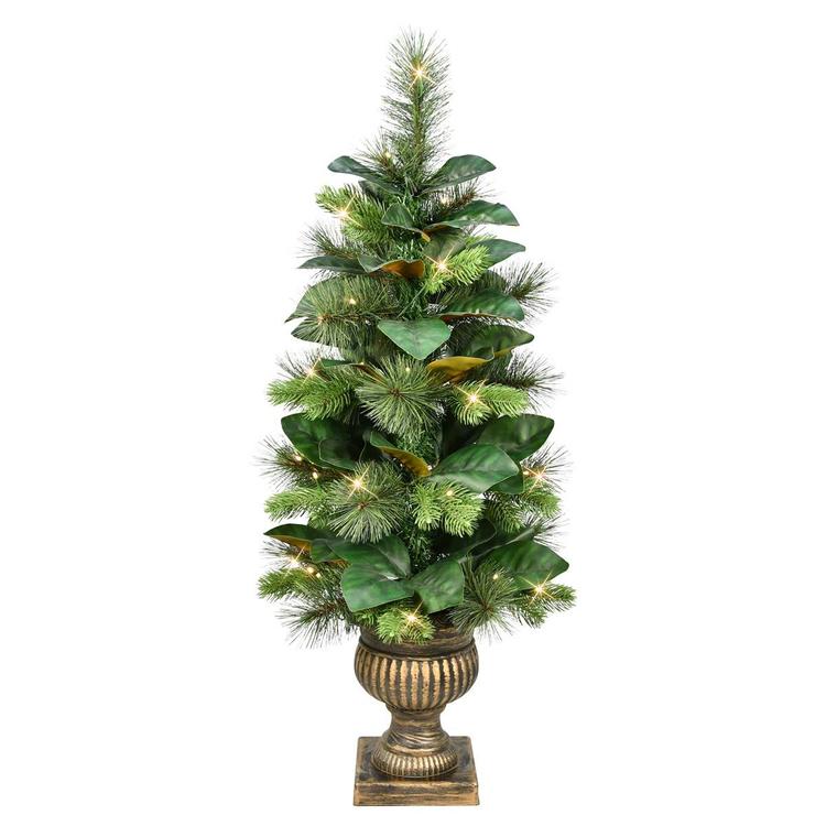 Puleo International 3ft. Pre-Lit Magnolia Leaf Christmas Tree