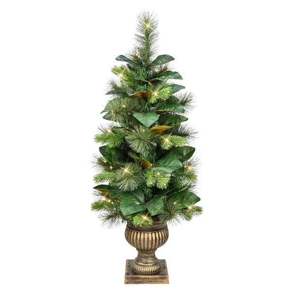 Puleo International 3ft. Pre-Lit Magnolia Leaf Christmas Tree - image 