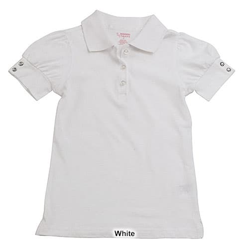 Girls &#40;7-14&#41; School Uniform Puff Sleeve Button Polo