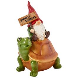 Resin Sprinkle Kindness Gnome on a Turtle Statue