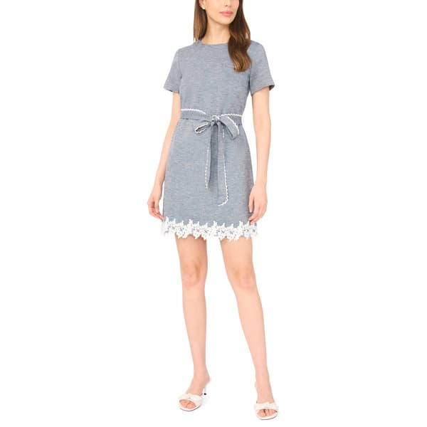 Womens Cece Short Sleeve Lace Hem Tie Waist Shift Dress